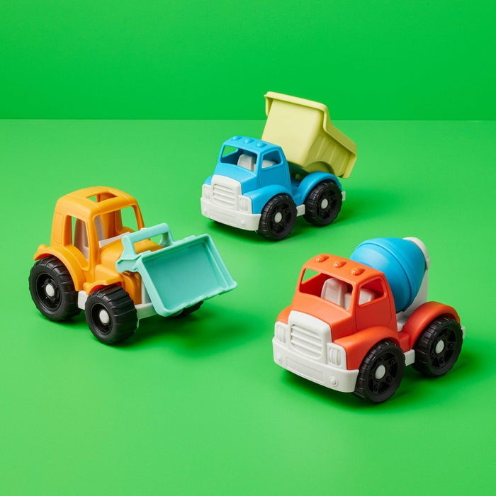 Construction Vehicles Set - 3pk - Gigglescape: Plastic Toy Vehicle Playsets, Truck, Ages 2+