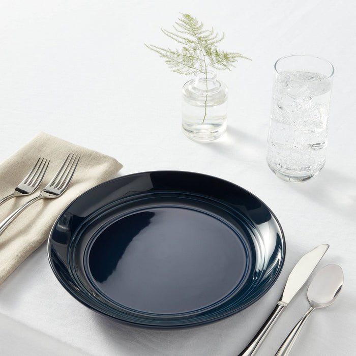 10" Stoneware Westfield Dinner Plates Navy - Threshold: Solid Round Stoneware, Dishwasher & Microwave Safe