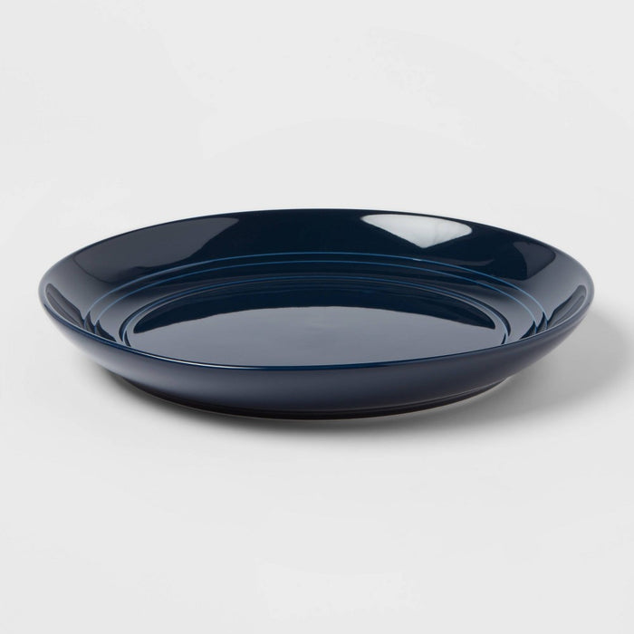 10" Stoneware Westfield Dinner Plates Navy - Threshold: Solid Round Stoneware, Dishwasher & Microwave Safe