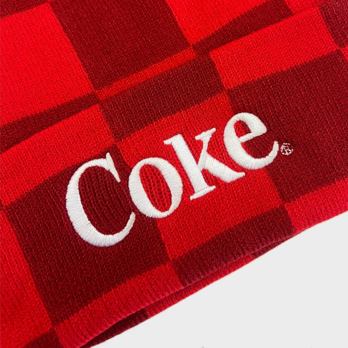 Men's Coca-Cola Checked Beanie - Red