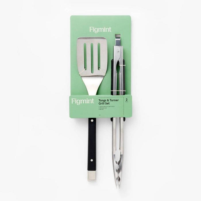 2pc Stainless Steel Tong and Turner Grill Set Silver - Figmint