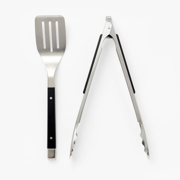 2pc Stainless Steel Tong and Turner Grill Set Silver - Figmint