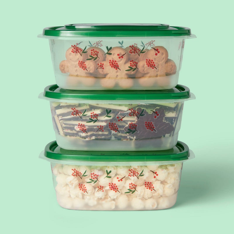 Holiday Large Rectangle Food Storage Containers - 66oz/3ct - up&up