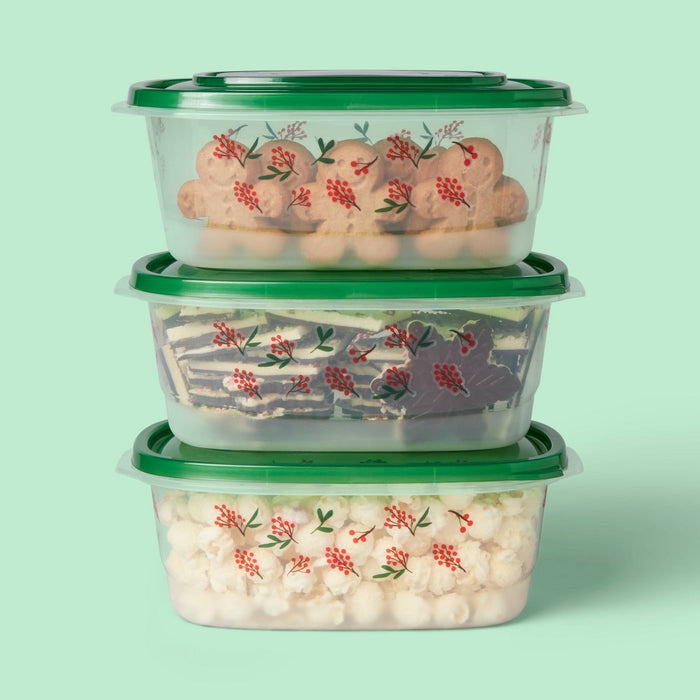 Holiday Large Rectangle Food Storage Containers - 66oz/3ct - up&up