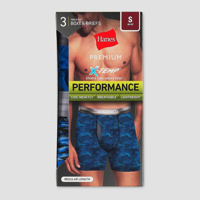 Hanes Premium Men's Performance Boxer Briefs 3pk - Blue/Red L