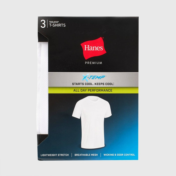 Hanes Premium Men's X-Temp Mesh Short Sleeve Crewneck T-Shirt 3pk - White XL