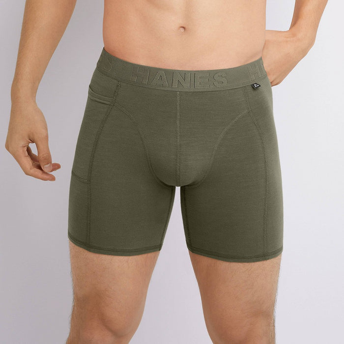 Hanes Premium Men's Explorer Boxer Briefs 2pk - Black/Green S