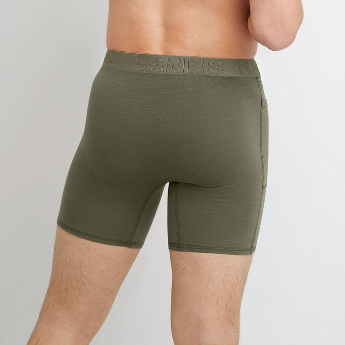 Hanes Premium Men's Explorer Boxer Briefs 2pk - Black/Green S