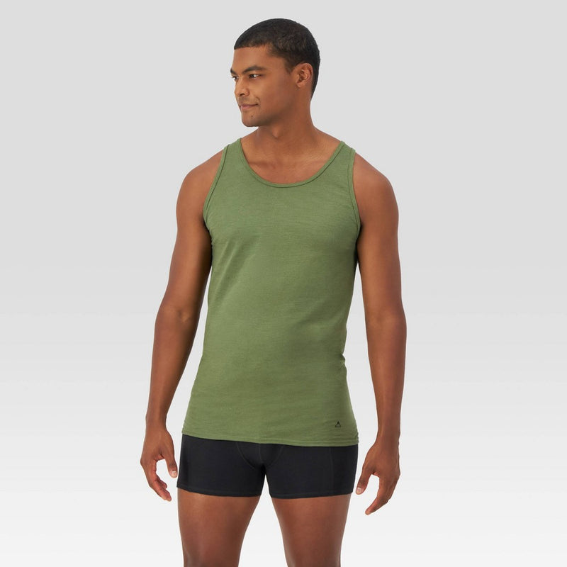 Hanes Premium Men's Explorer Tank Top Undershirt 2pk - Heathered Olive Green/Black S