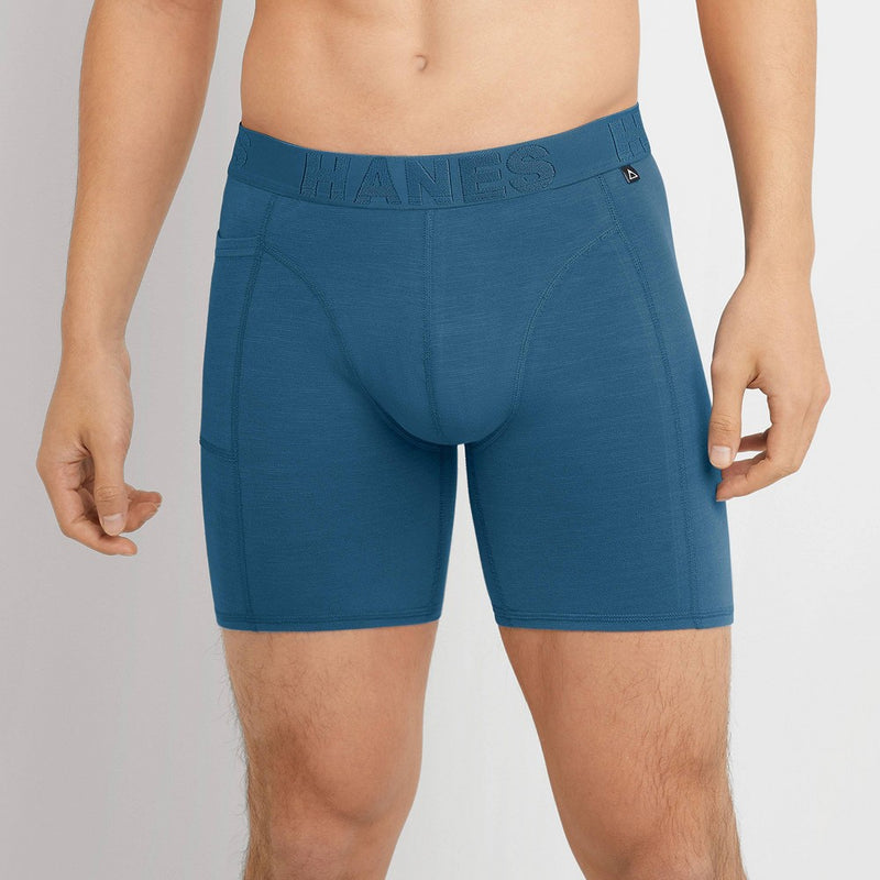 Hanes Premium Men's Explorer Boxer Briefs 2pk - Red/Blue S