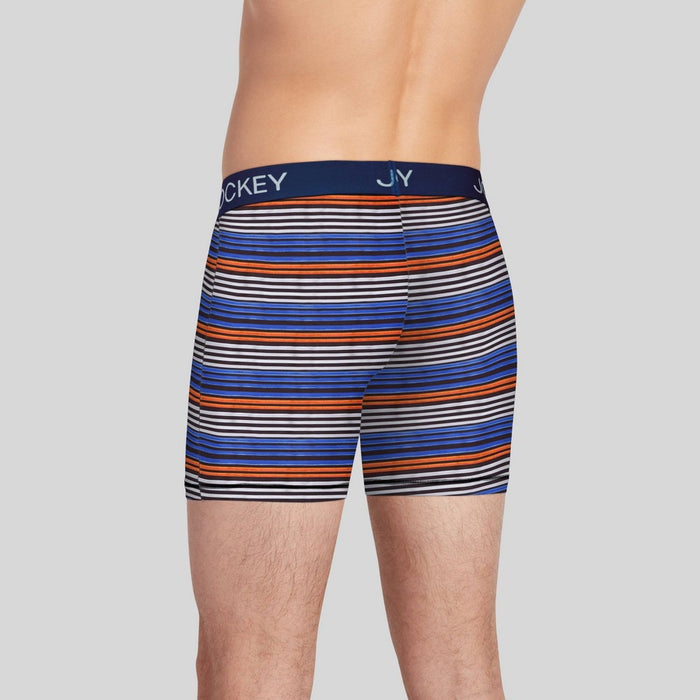 Jockey Generation Men's Striped Microfiber Stretch Boxer Briefs 3pk - Blue/Orange/Coral Red S