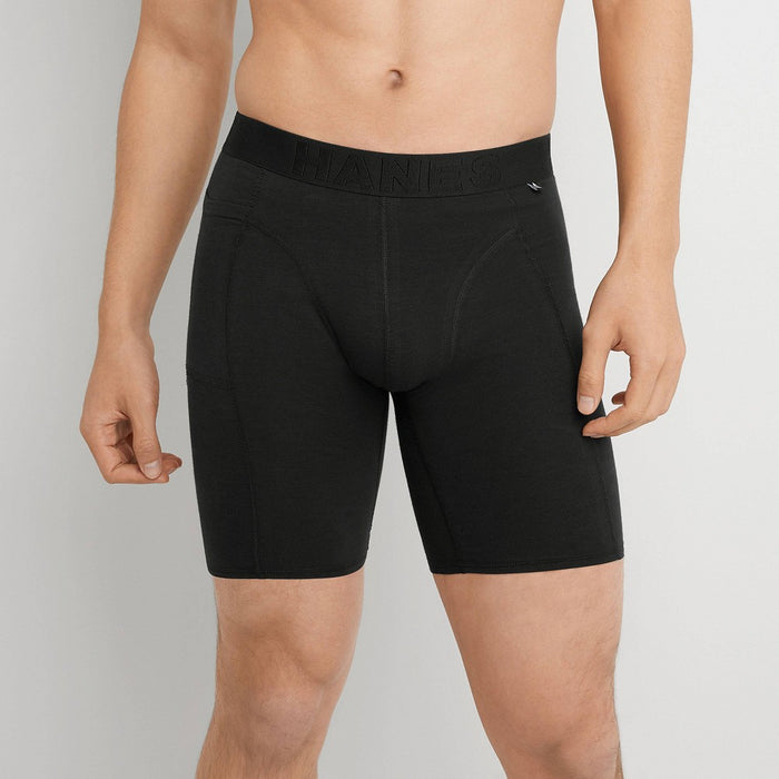 Hanes Premium Men's Explorer Long Boxer Briefs 2pk - Gray/Black S