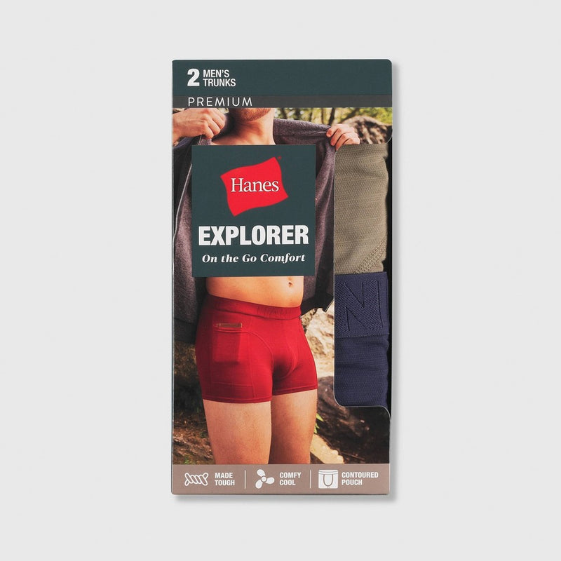 Hanes Premium Men's Explorer Trunks 2pk - Purple/Khaki S