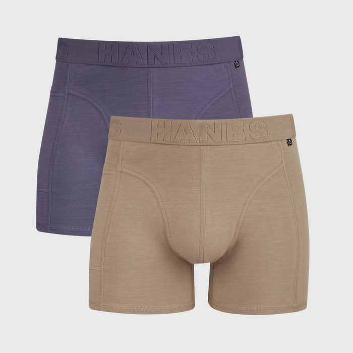 Hanes Premium Men's Explorer Trunks 2pk - Purple/Khaki S