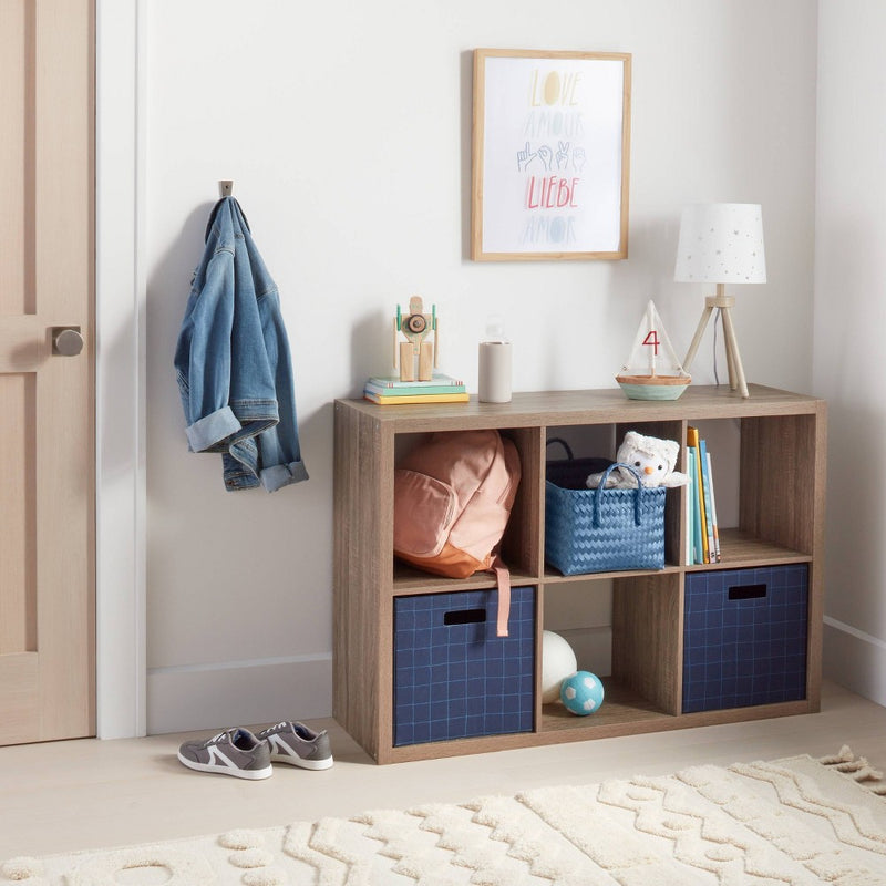 6 Cube Organizer Weathered Brown - Brightroom: Cubby Storage Bookshelf with 6 Shelves, MDF & Particle Board (LOCAL PICKUP ONLY)