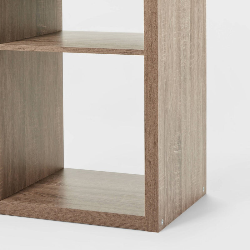 6 Cube Organizer Weathered Brown - Brightroom: Cubby Storage Bookshelf with 6 Shelves, MDF & Particle Board (LOCAL PICKUP ONLY)