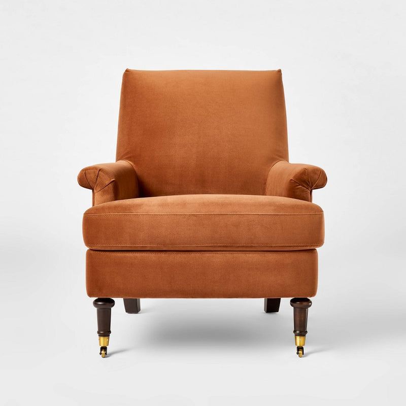 Mercer Rolled Upholstered Armchair with Casters Rust - Threshold designed with Studio McGee (LOCAL PICKUP ONLY)