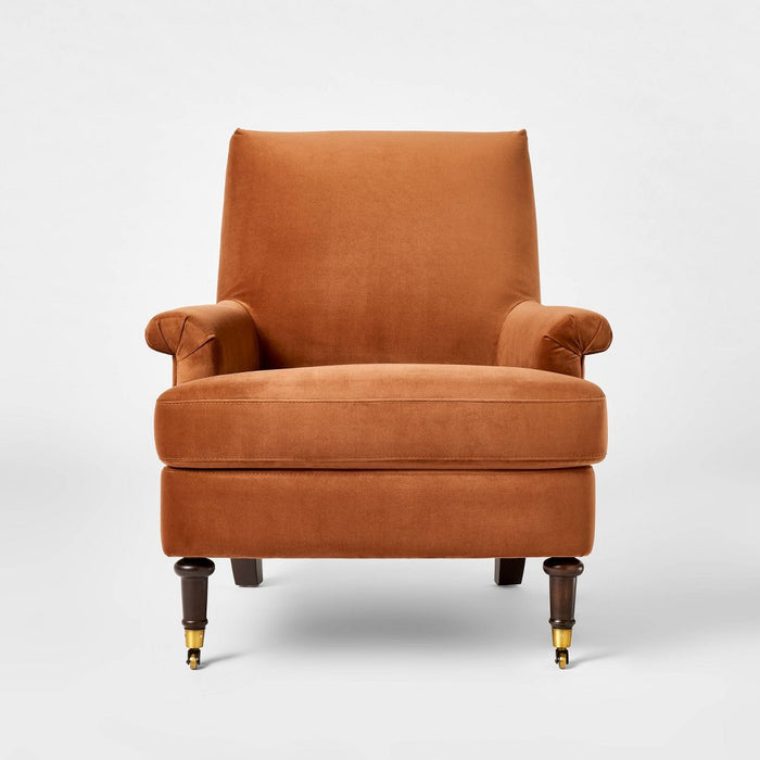 Mercer Rolled Upholstered Armchair with Casters Rust - Threshold designed with Studio McGee (LOCAL PICKUP ONLY)