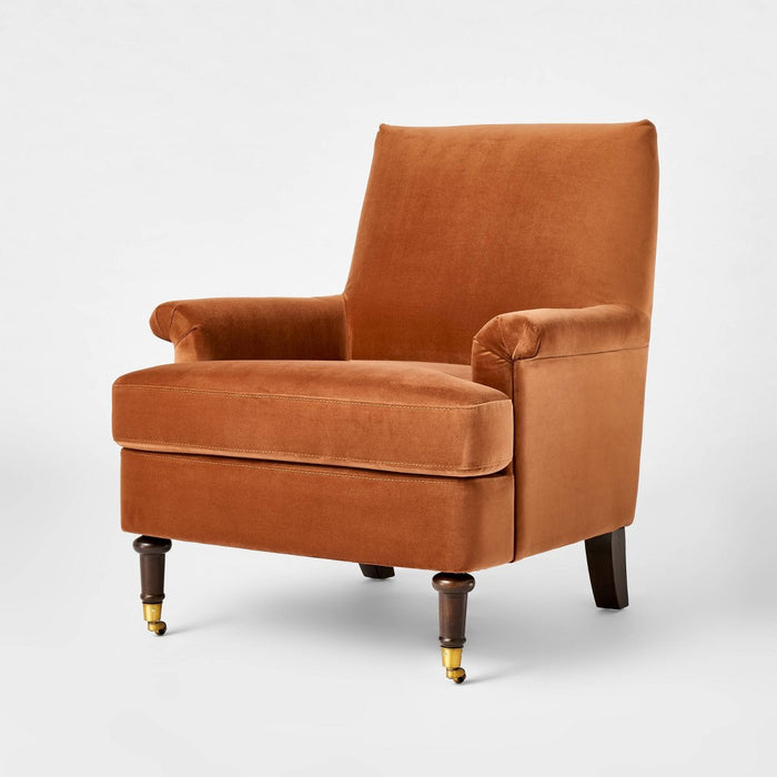 Mercer Rolled Upholstered Armchair with Casters Rust - Threshold designed with Studio McGee (LOCAL PICKUP ONLY)