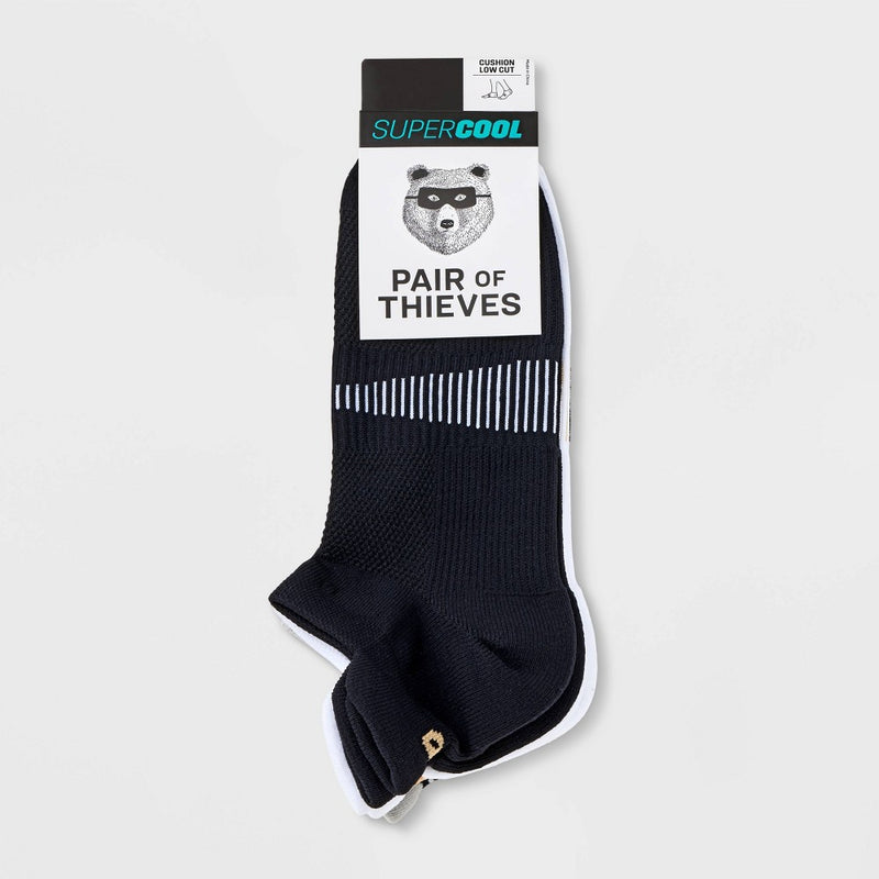 Pair of Thieves Men's SuperCool Low Cut Socks 3pk - Black/Gray 6-12