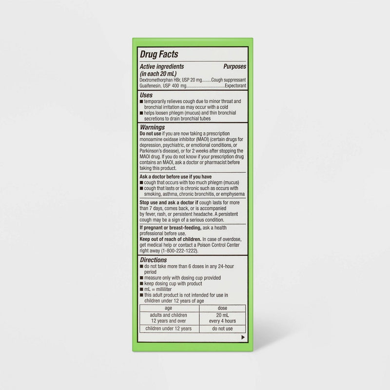 Cough + Chest Congestion DM Max Flu Treatment Raspberry Menthol - 8 fl oz - up&up