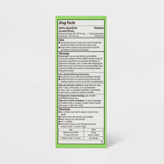 Cough + Chest Congestion DM Max Flu Treatment Raspberry Menthol - 8 fl oz - up&up