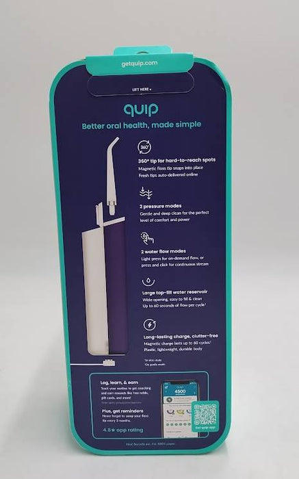 quip Rechargeable Cordless Water Flosser - 2 Modes + 360 Tip - Midnight Blue