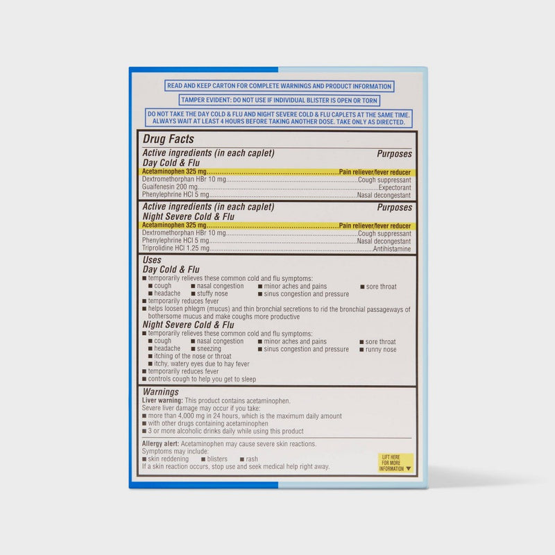 Daytime & Nighttime Maximum Strength Cold & Flu Caplets - 40ct - up&up