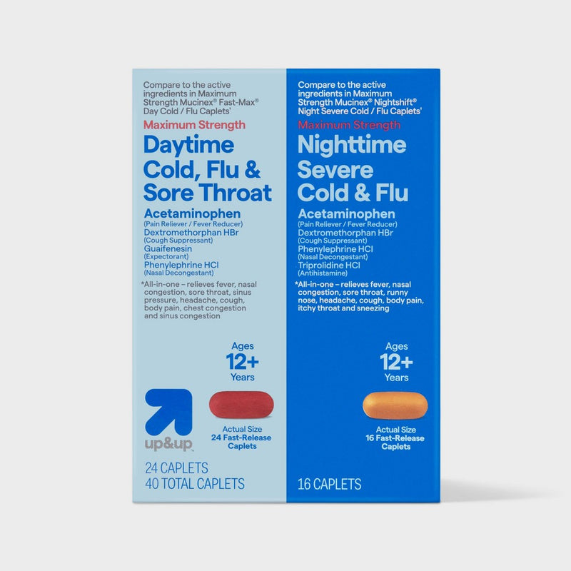 Daytime & Nighttime Maximum Strength Cold & Flu Caplets - 40ct - up&up