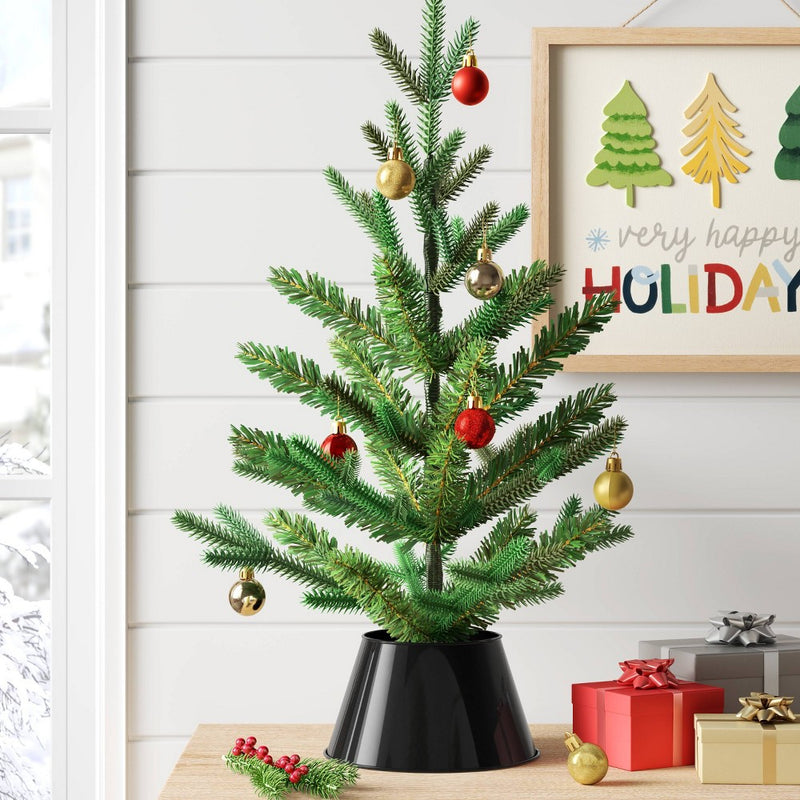 7" Metal Mini Christmas Tree Collar Black - Wondershop: Solid Pattern, Decorative Tree Skirt, Christmas Decor