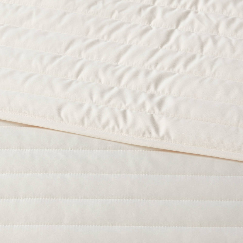 Full/Queen Satin Quilt Ivory - Room Essentials: Midweight Sateen Coverlet, Machine Washable, OEKO-TEX Certified