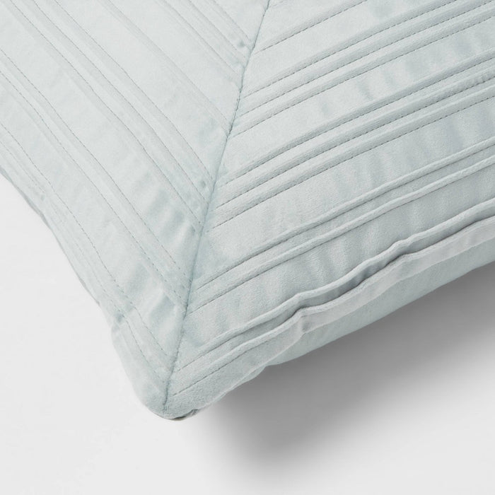 18"x18" Luxe Square Velvet Pleated Decorative Pillow Light Teal - Threshold: Indoor Geometric Design, Polyester Velour