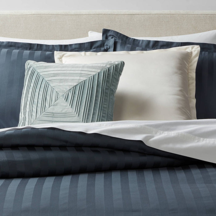 18"x18" Luxe Square Velvet Pleated Decorative Pillow Light Teal - Threshold: Indoor Geometric Design, Polyester Velour