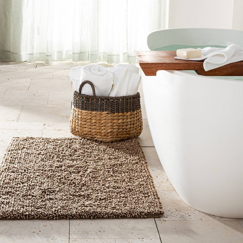24"x40" Melange Looped Bath Rug Dark Sand - Casaluna: Cotton, Tufted, Machine Washable, OEKO-TEX Certified