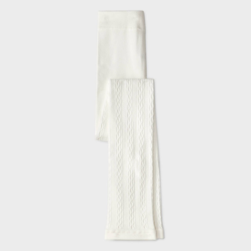 Girls' Fleece Footless Tights - Cat & Jack Cream S