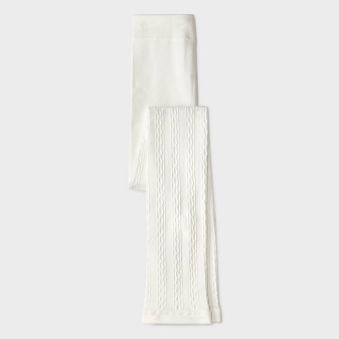 Girls' Fleece Footless Tights - Cat & Jack Cream S