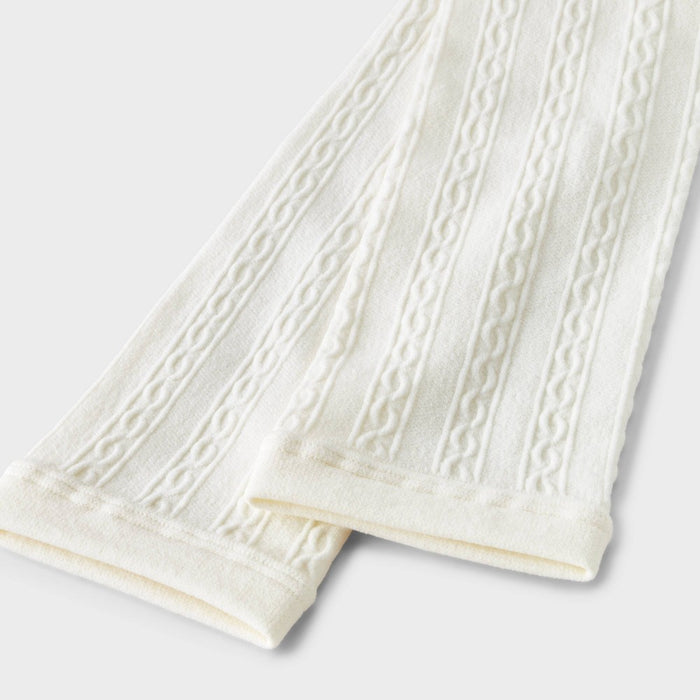 Girls' Fleece Footless Tights - Cat & Jack Cream S