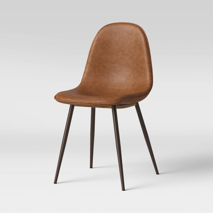 2pk Copley Dining Chairs Caramel Faux Leather - Threshold: Mid-Century Modern, Plywood Frame, Spot Clean (LOCAL PICKUP ONLY)