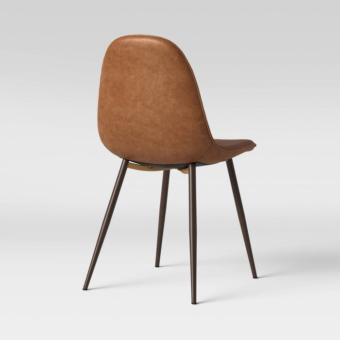 2pk Copley Dining Chairs Caramel Faux Leather - Threshold: Mid-Century Modern, Plywood Frame, Spot Clean (LOCAL PICKUP ONLY)