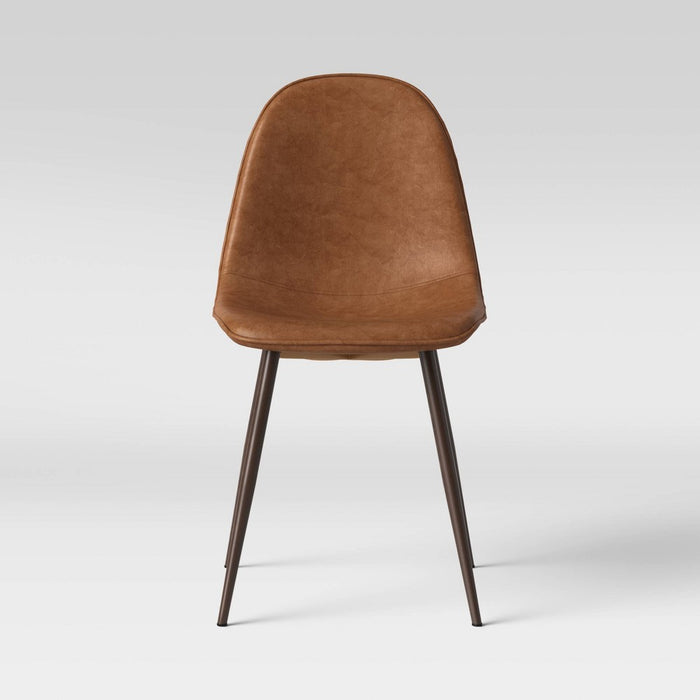 2pk Copley Dining Chairs Caramel Faux Leather - Threshold: Mid-Century Modern, Plywood Frame, Spot Clean (LOCAL PICKUP ONLY)
