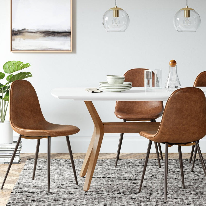 2pk Copley Dining Chairs Caramel Faux Leather - Threshold: Mid-Century Modern, Plywood Frame, Spot Clean (LOCAL PICKUP ONLY)