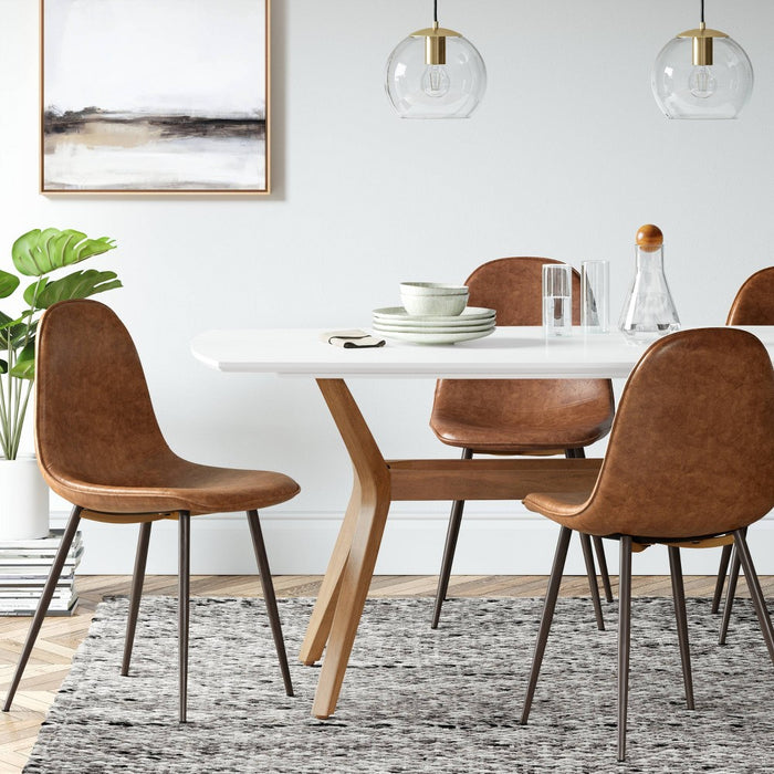 2pk Copley Dining Chairs Caramel Faux Leather - Threshold: Mid-Century Modern, Plywood Frame, Spot Clean (LOCAL PICKUP ONLY)