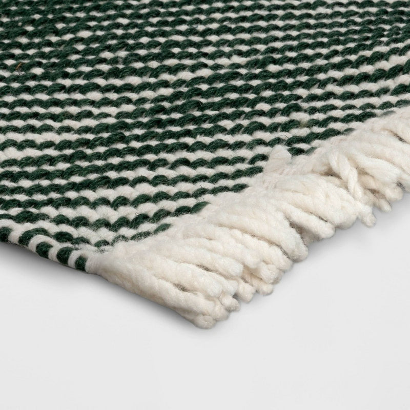 1'8"x2'10" Rectangle Green Striped Rug - Threshold: Indoor Handmade Woven Accent, OEKO-TEX Certified