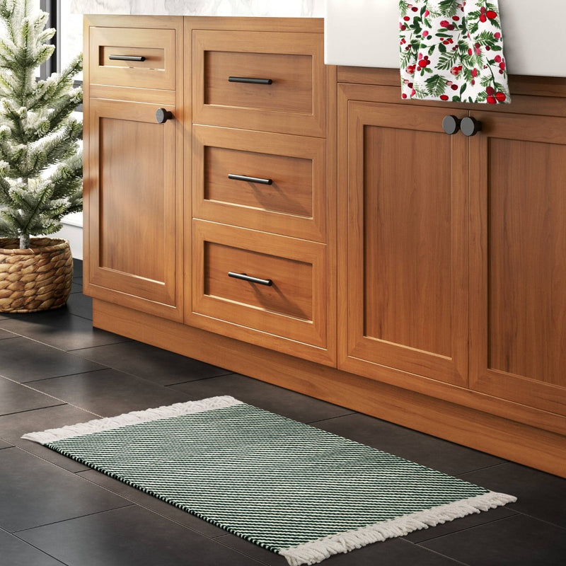 1'8"x2'10" Rectangle Green Striped Rug - Threshold: Indoor Handmade Woven Accent, OEKO-TEX Certified