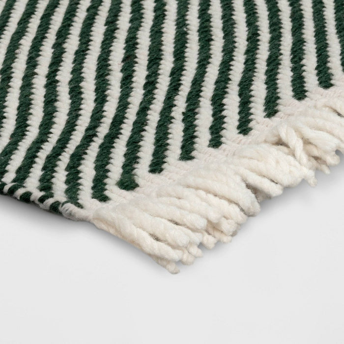 1'8"x2'10" Rectangle Green Striped Rug - Threshold: Indoor Handmade Woven Accent, OEKO-TEX Certified