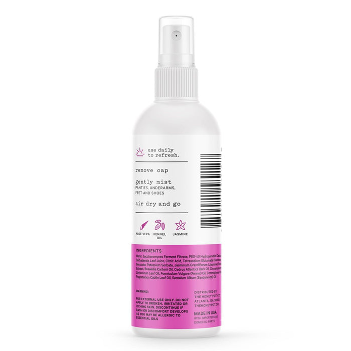 The Honey Pot Company, Jasmine Frankincense Refreshing Panty and Body Plant-Derived Deodorant Spray - 4 fl oz