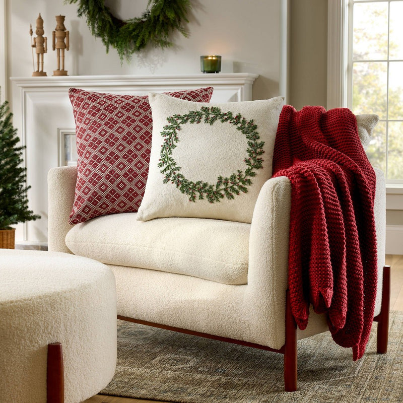 Knit Scalloped Edge Throw Blanket Red - Threshold designed with Studio McGee