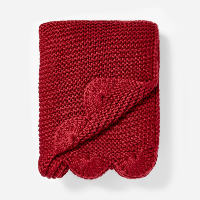 Knit Scalloped Edge Throw Blanket Red - Threshold designed with Studio McGee