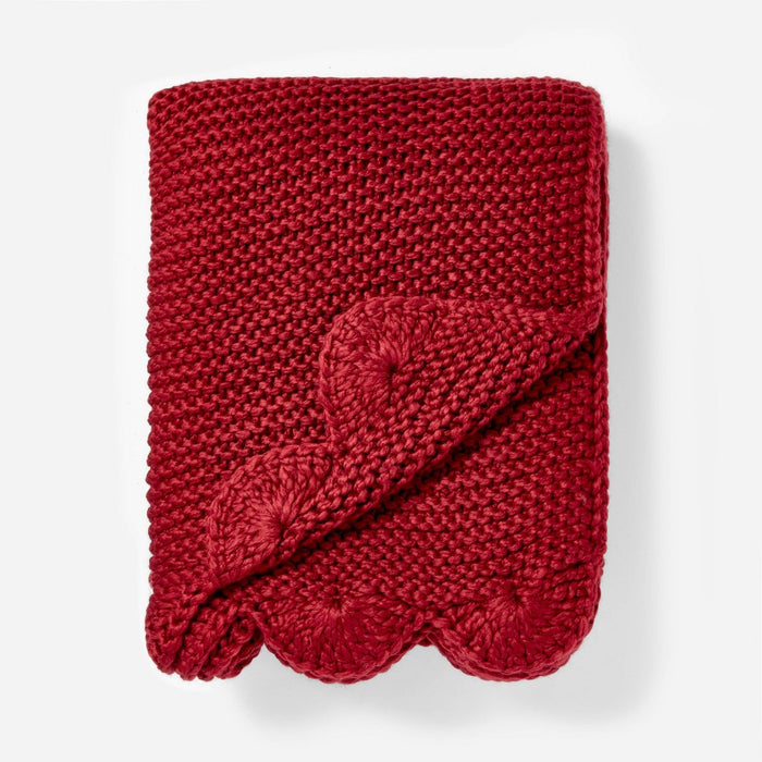 Knit Scalloped Edge Throw Blanket Red - Threshold designed with Studio McGee