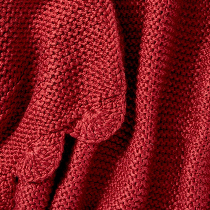 Knit Scalloped Edge Throw Blanket Red - Threshold designed with Studio McGee